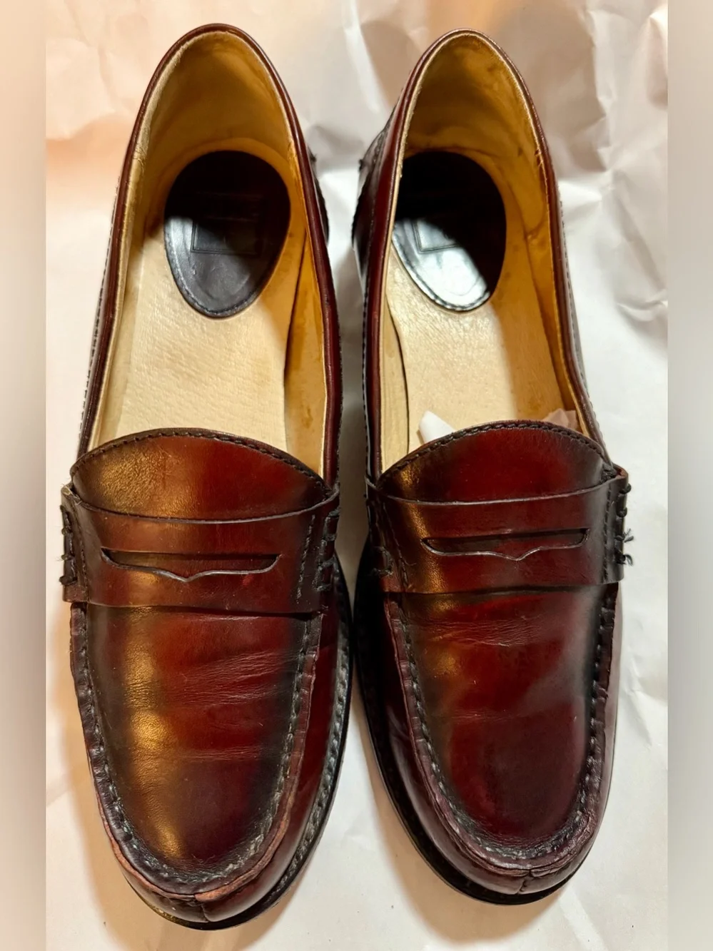 Frye Men's Burgundy Leather Penny Loafers